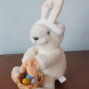 Easter Bunny stuffed vintage North American Bear with rabbit ears + eggs basket